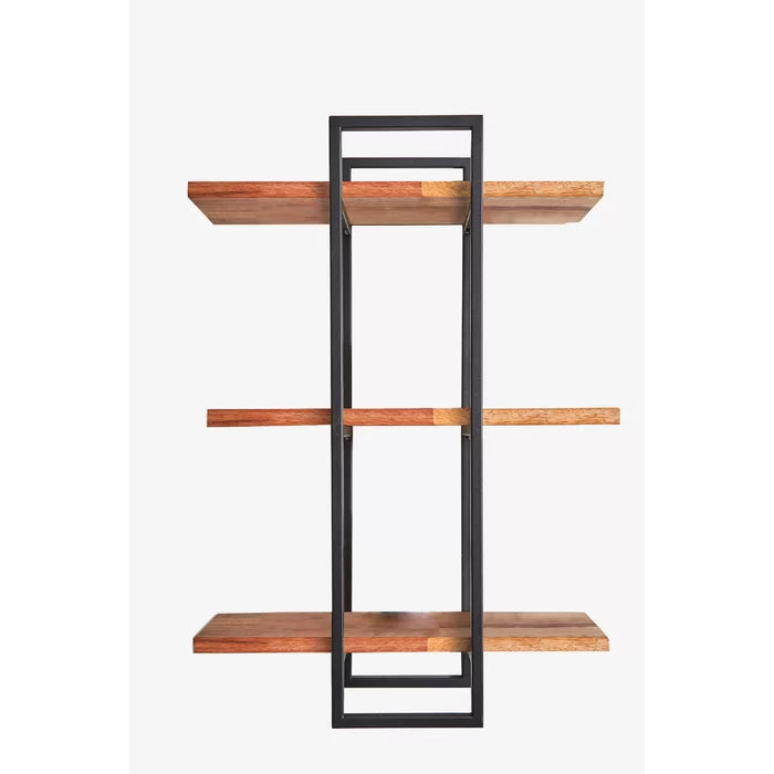 Metal And Sheesham Solid Wood 3 Piece Tiered Shelf - Furnishiaa -  -